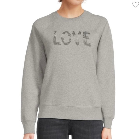 ZADIG & VOLTAIRE Upper Love Heathered Cotton Sweatshirt Grey SZ L - Picture 1 of 16